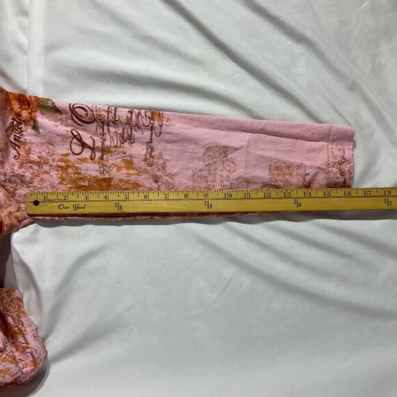 Pink Printed Sz S Button Up Jean Jacket Daniel Benjamin - Picture 12 of 12